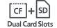 Δύο υποδοχές για κάρτες CF + SD